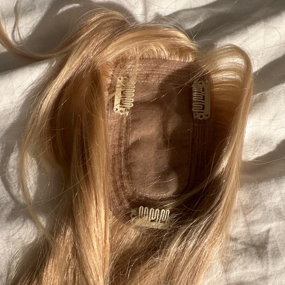 Blonde Human hair topper with bangs - Picture 2 of 9